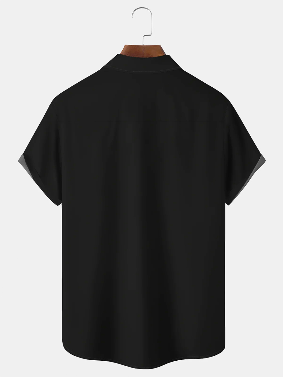 50's Men's Retro Bowling Shirts Contrast Color Stretch Big Size Aloha Shirts