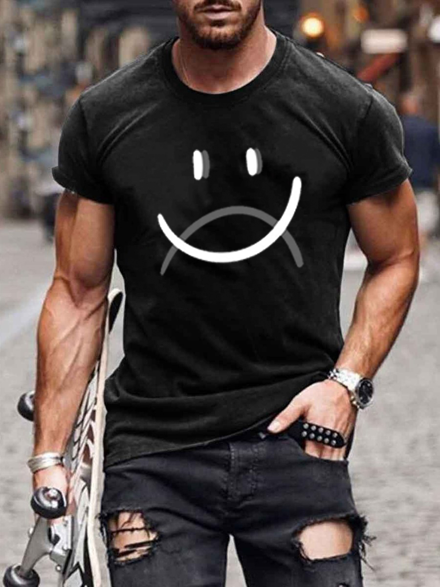 Men's Casual 2 Emoji Print T-Shirt