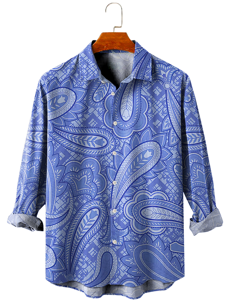 Men's Shirt Paisley Print Casual Vacation Oversized Long Sleeve Shirt
