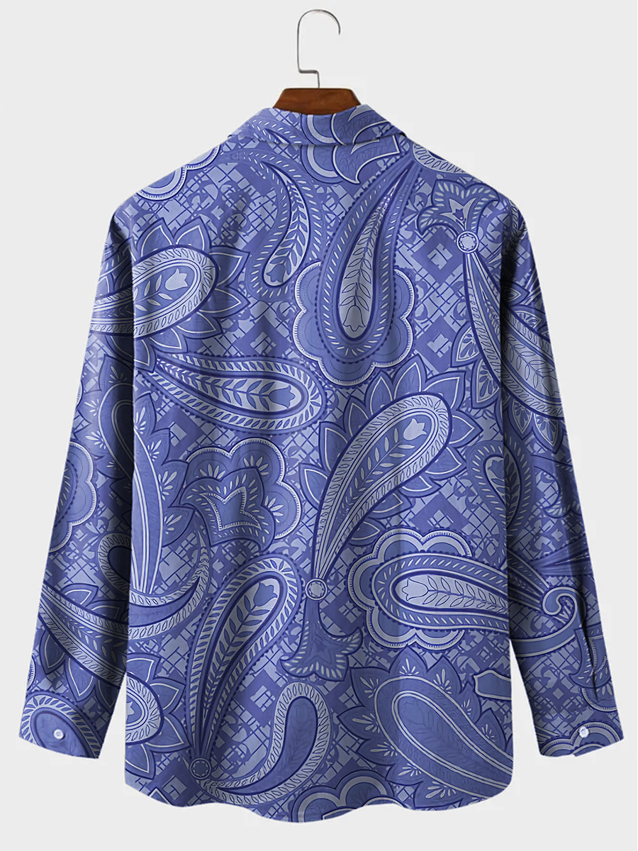 Men's Shirt Paisley Print Casual Vacation Oversized Long Sleeve Shirt