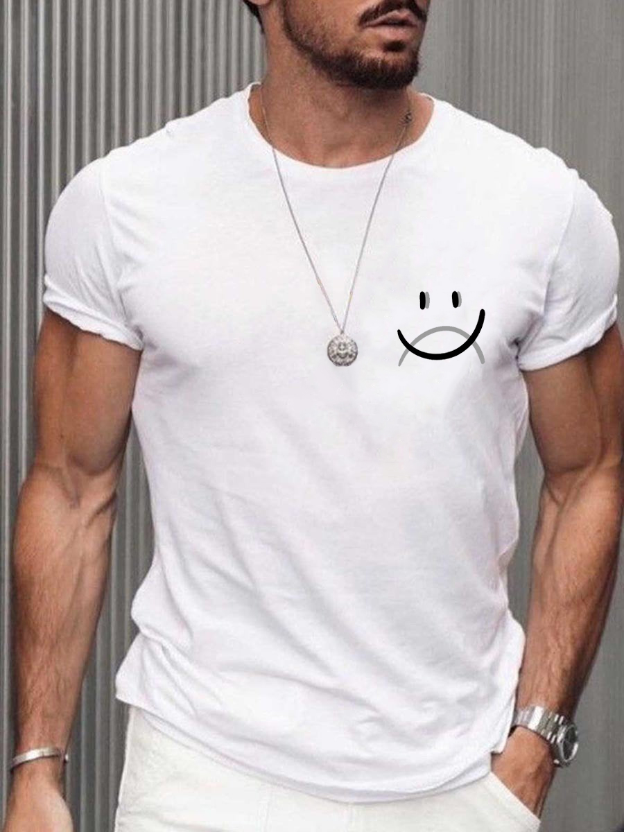 Men's Casual 2 Emoji Print T-Shirt