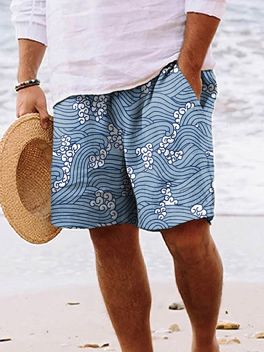 Men's Shorts Holiday Wave Print Beach Shorts