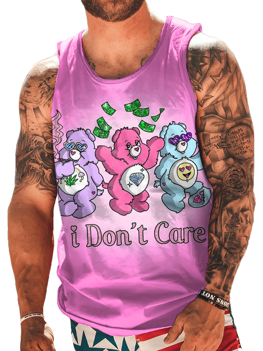 Men's Sleeveless T-shirt Money Bears Print Tank Top