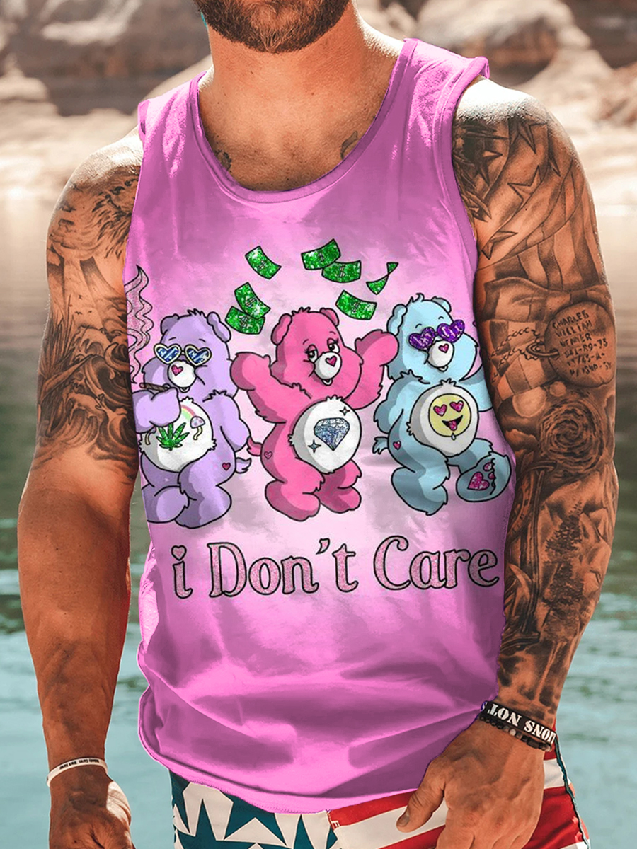 Men's Sleeveless T-shirt Money Bears Print Tank Top