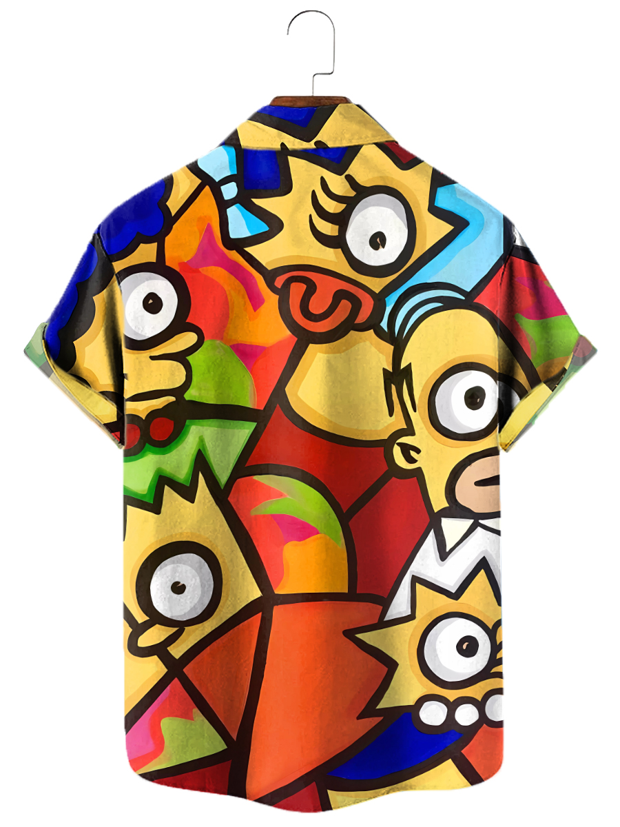 Vintage Hawaiian Shirts Nostalgic Cartoon Print Easy Care Aloha Shirts