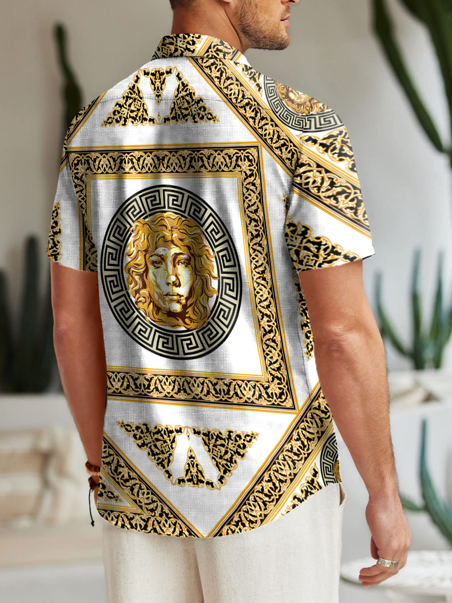 Stylish Retro Greek Art Pattern Shirt Men's Aloha Shirt