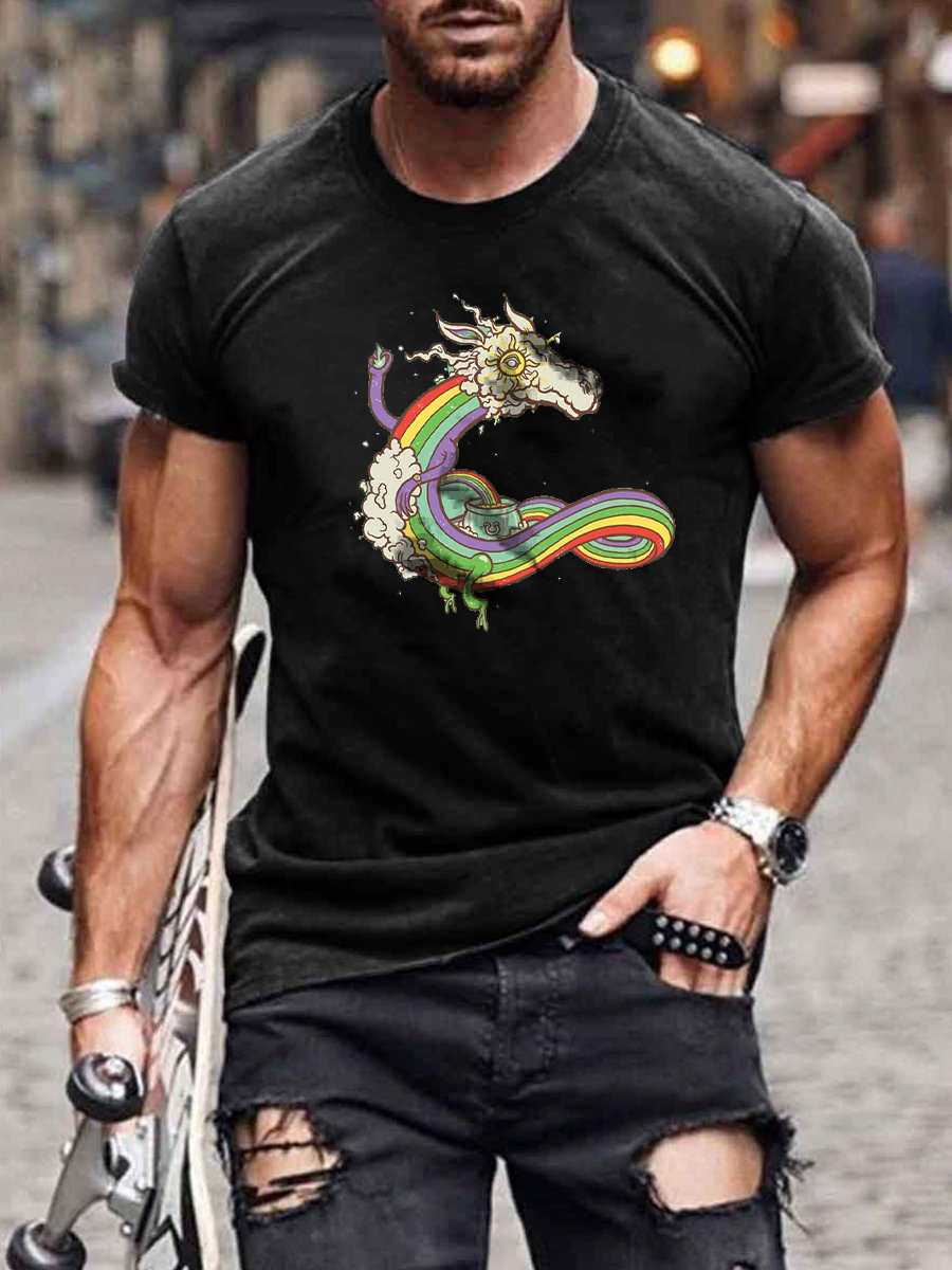 Men's Casual Pride Rainbow Dragon T-Shirt