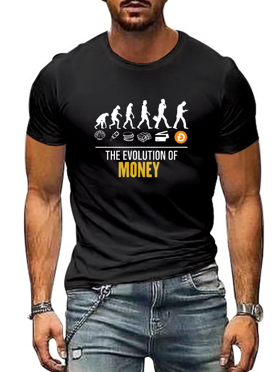 The Evolution Of Money Text Print T-shirt