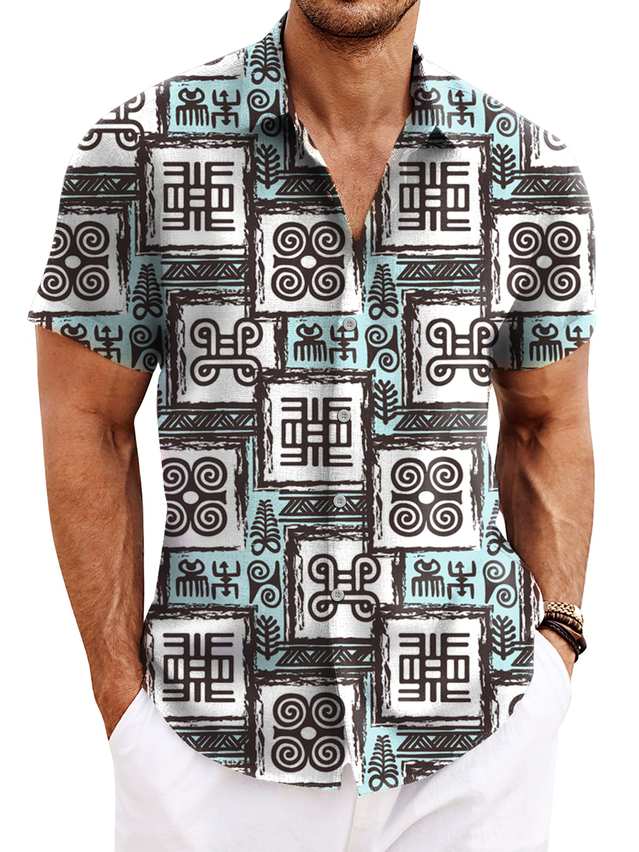 Retro Geometry Pattern Shirt Men's Shirt