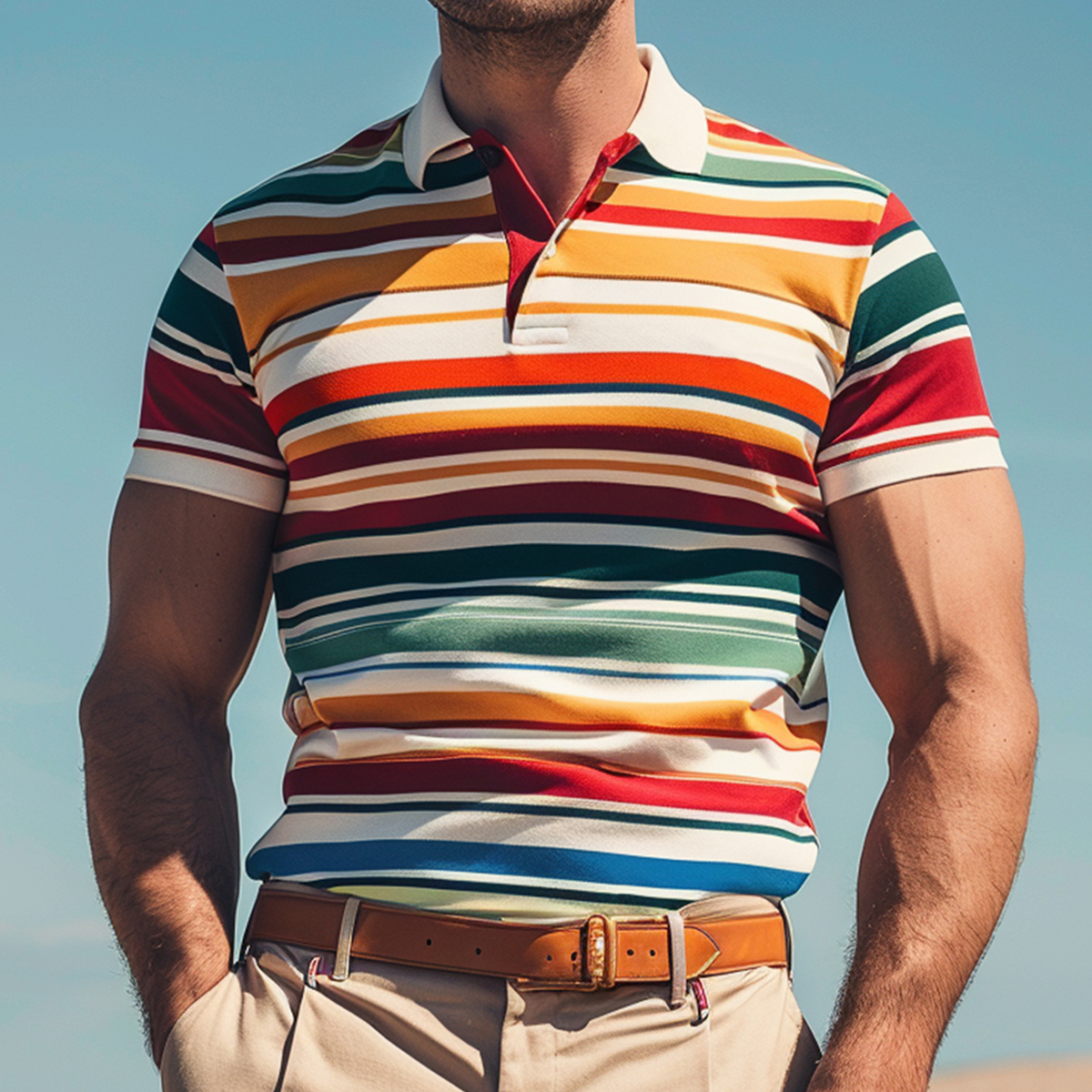 Men's Multicolor Stripes Polo Shirt