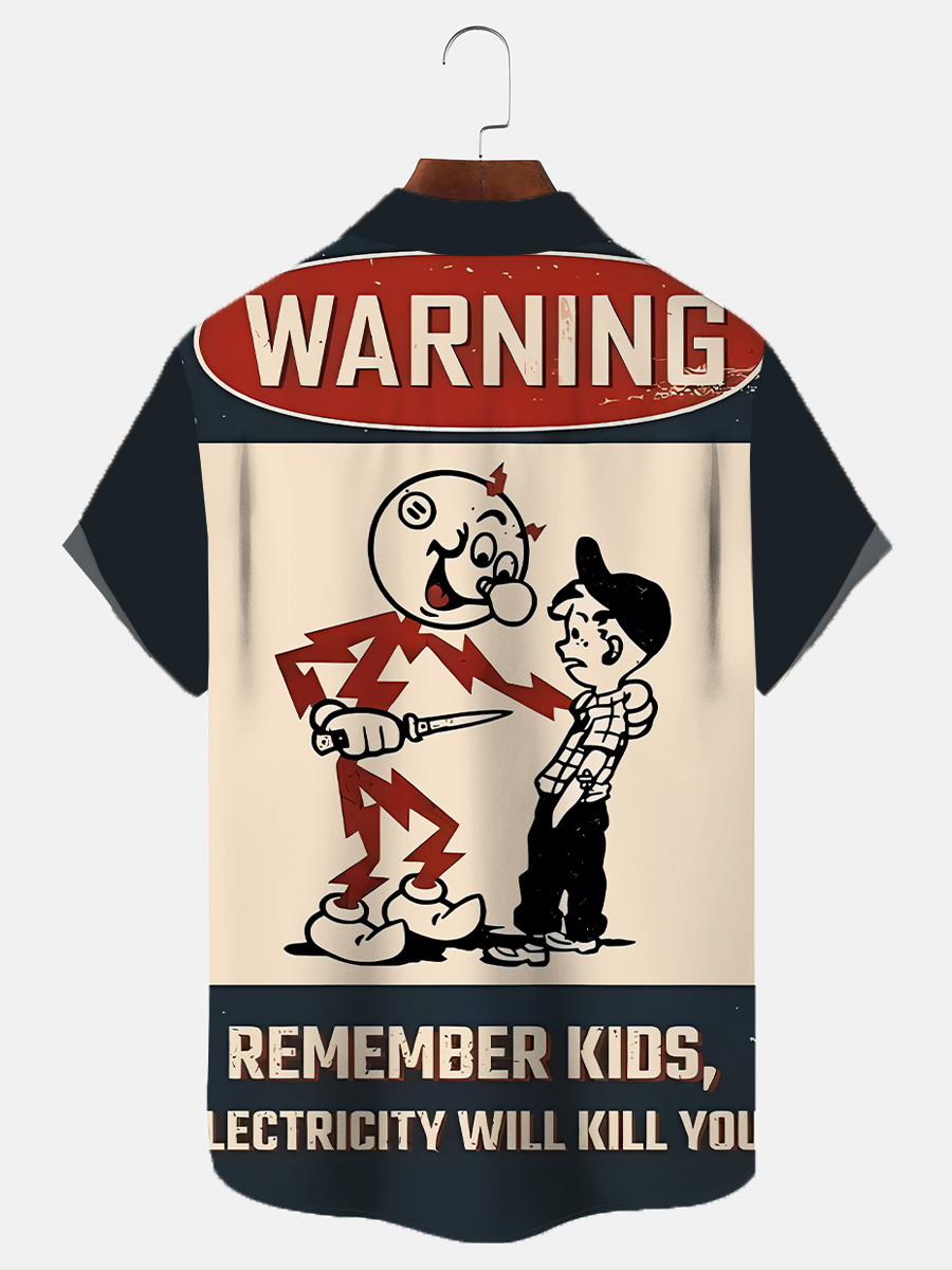 Funny 50's Nostalgic Poster Print Short Sleeves Hawaiian Shirt