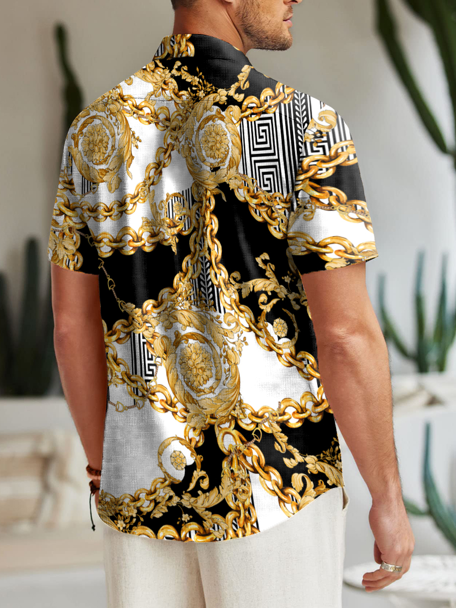 Vintage Chain Art Pattern Shirt Men's Aloha Shirt