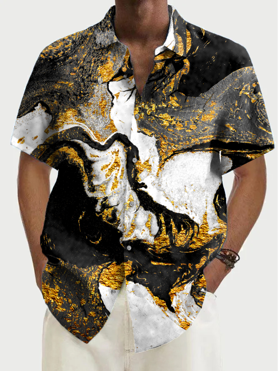 Vintage Marble Pattern Shirt Men's Aloha Shirt