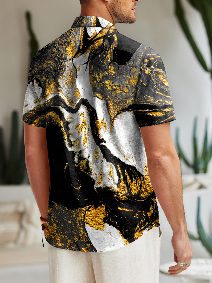 Vintage Marble Pattern Shirt Men's Aloha Shirt