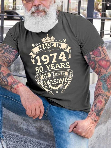 Men's Made In 1974 50 Years Awesome Print T-Shirt