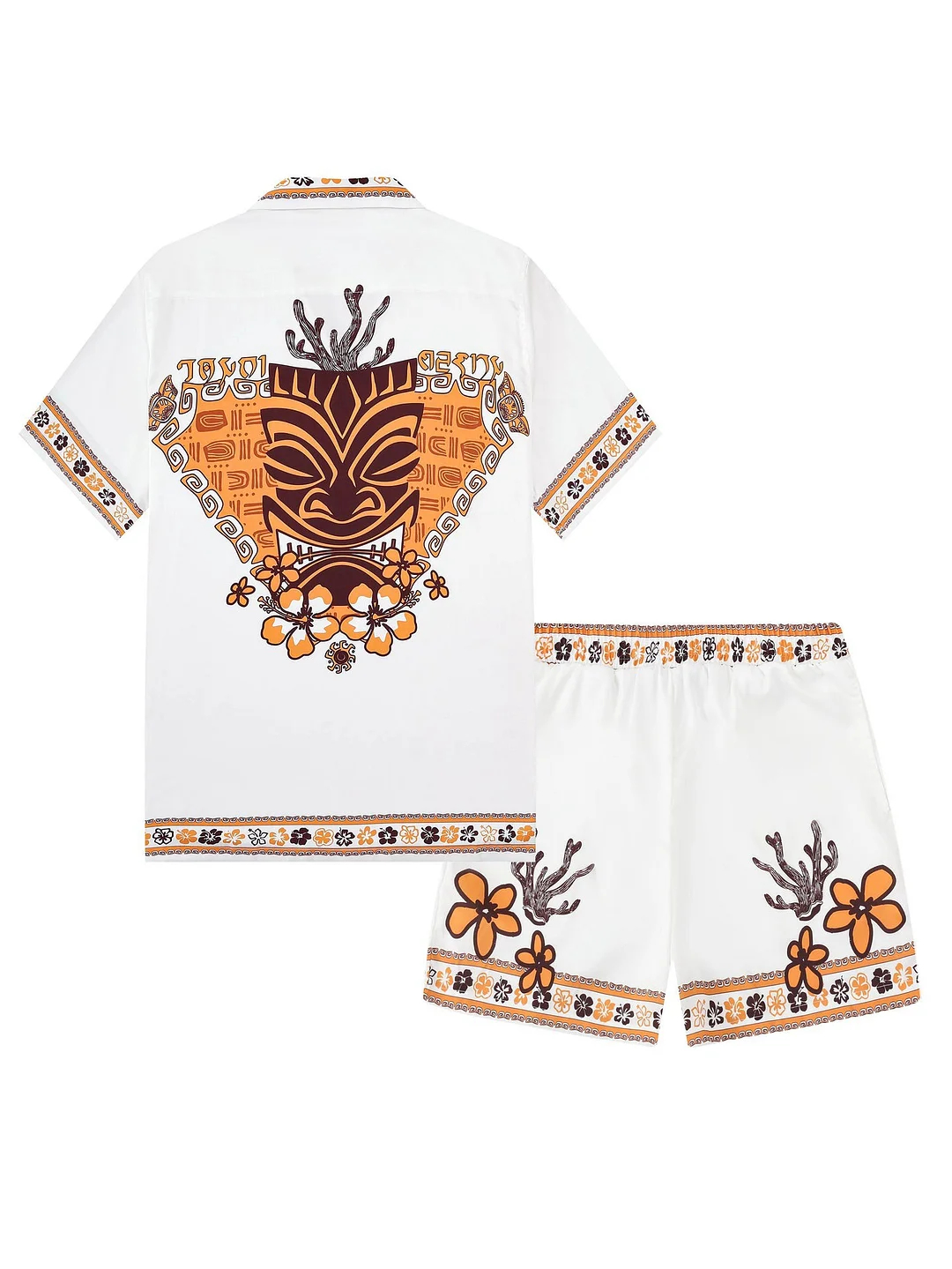 Tiki Party Holiday Hibiscus Pattern Shirt Shorts Walking Sets
