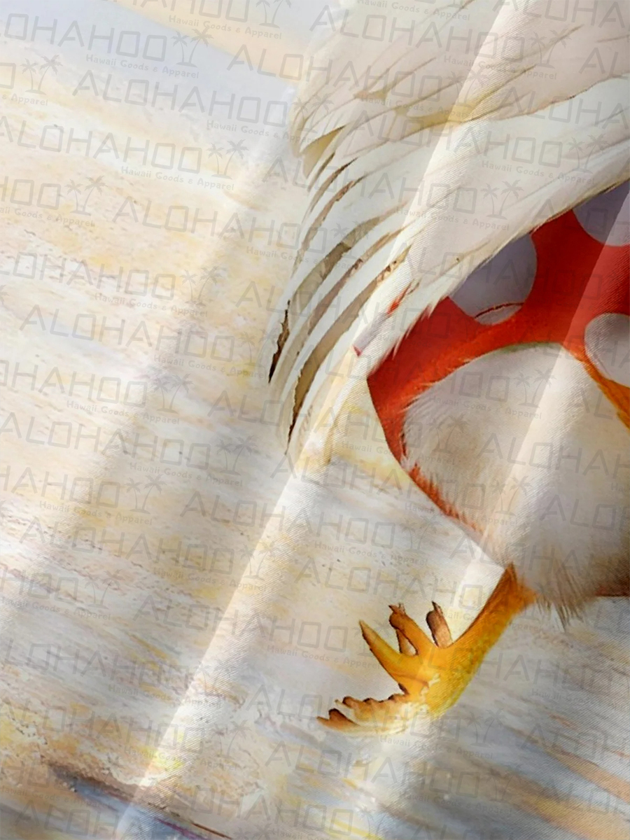 Moisture-wicking Ombre Beach Chicken Chest Pocket Hawaiian Shirt