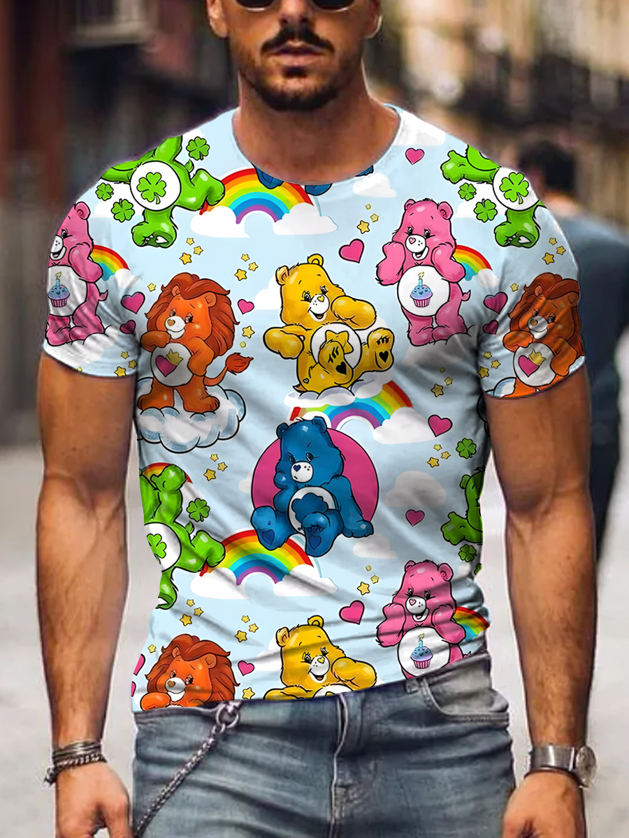 Men's Pride Fun Bear Rainbow Cartoon Prints T-shirt