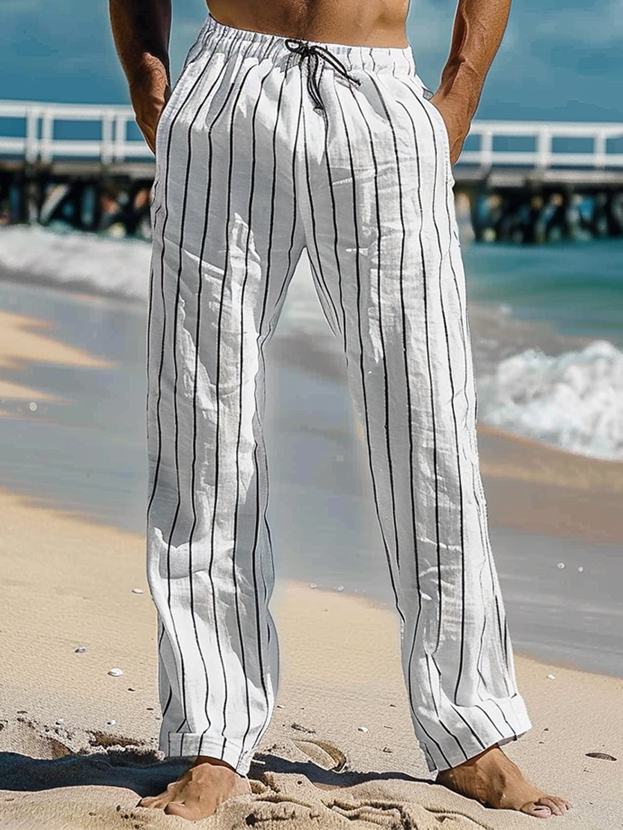 Men's Casual Pants Basic Stripes Print Pants