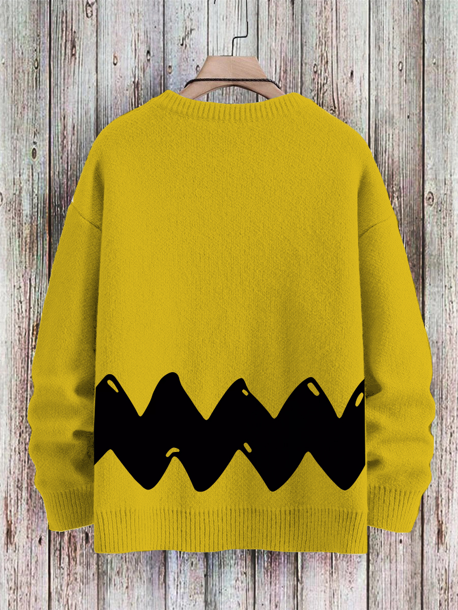 Men's Sweater Nostalgic Cartoon Pattern Pullover Print Casual Sweater