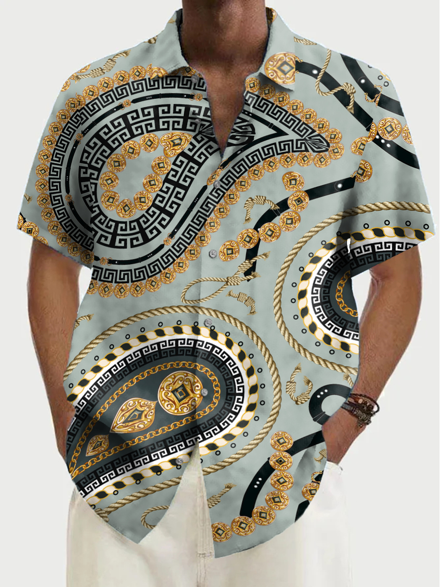 Stylish Paisley Pattern Shirt Men's Aloha Shirt