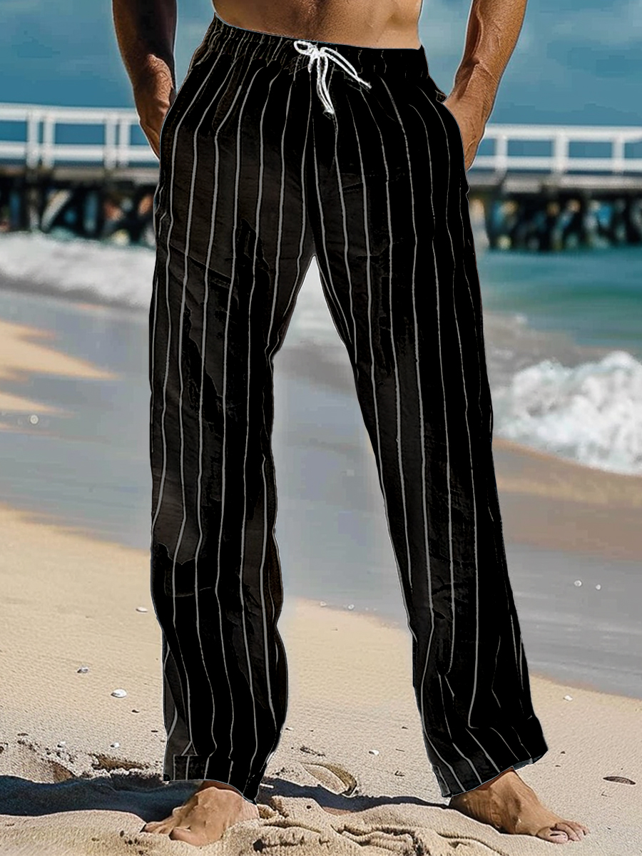 Men's Casual Pants Basic Stripes Print Pants