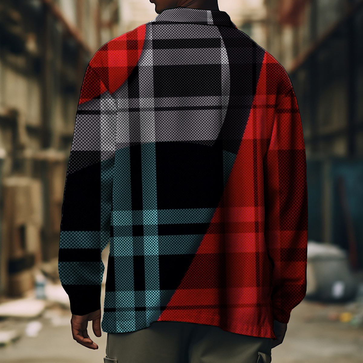 Men's Casual Jacket Retro Multicolor Plaid Pattern Long Sleeve Pockets Shirt Jacket