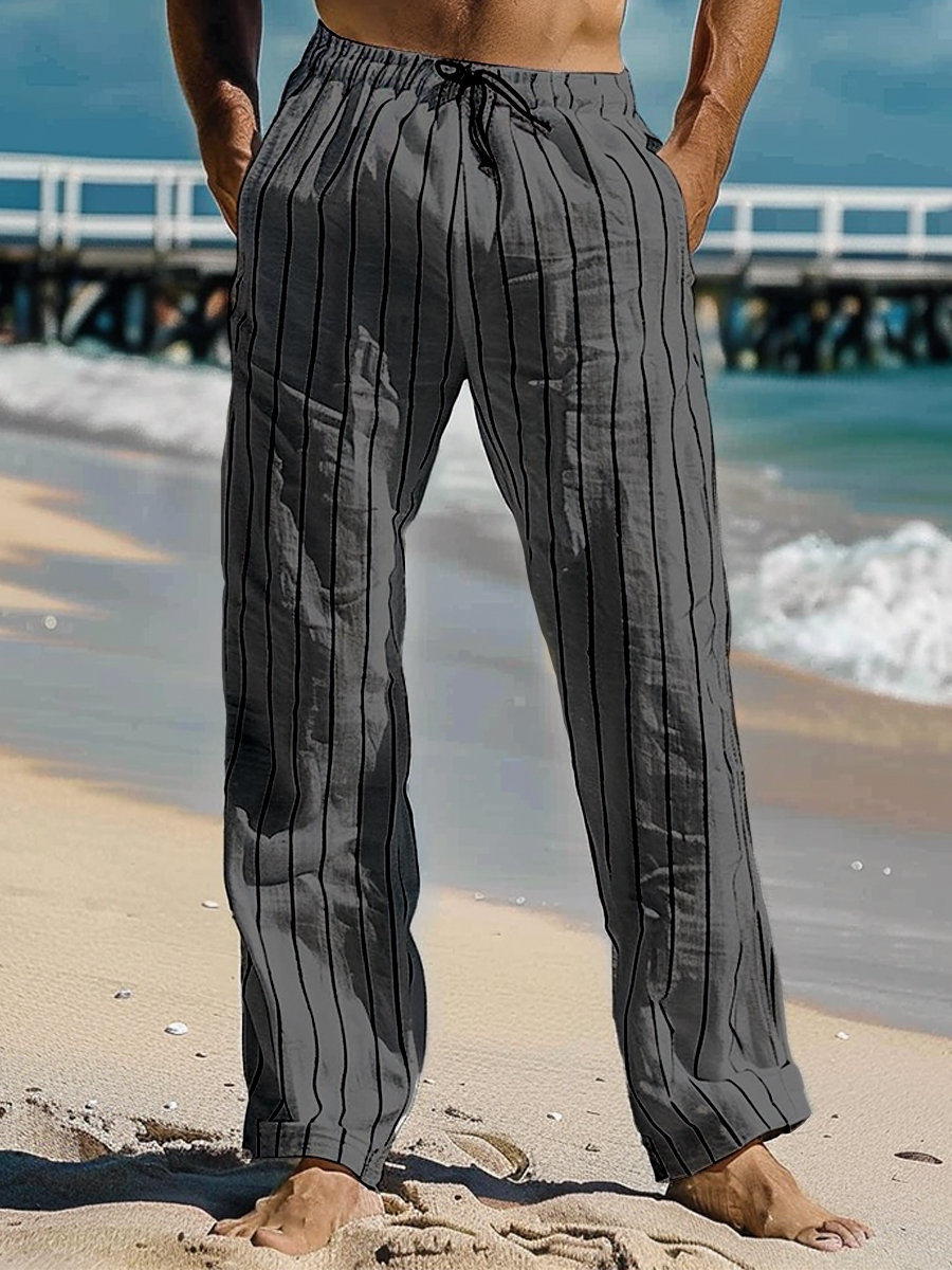 Men's Casual Pants Basic Stripes Print Pants