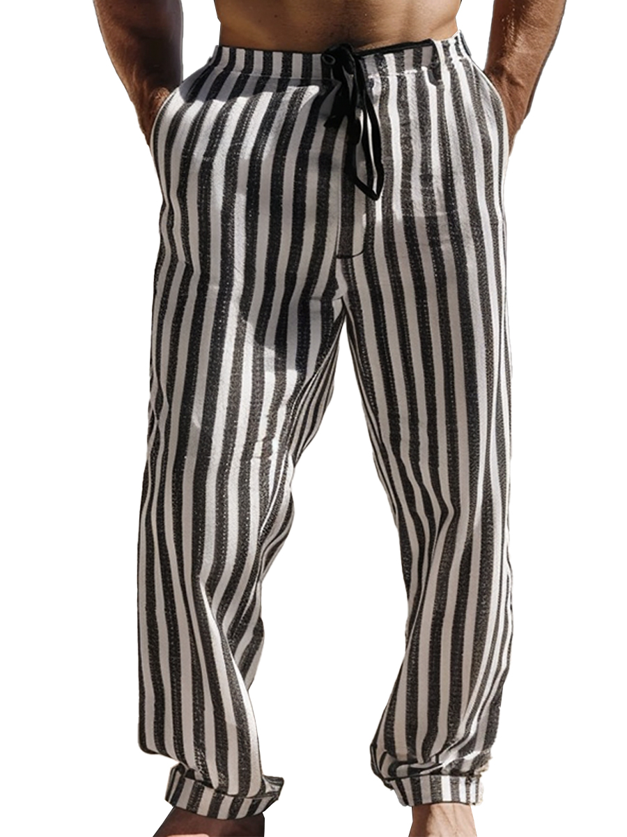 Men's Casual Pants Simple Stripes Print Pants