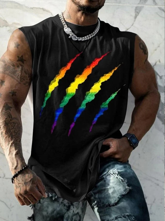 Men's Pride Rainbow Cracked Print Tank Top