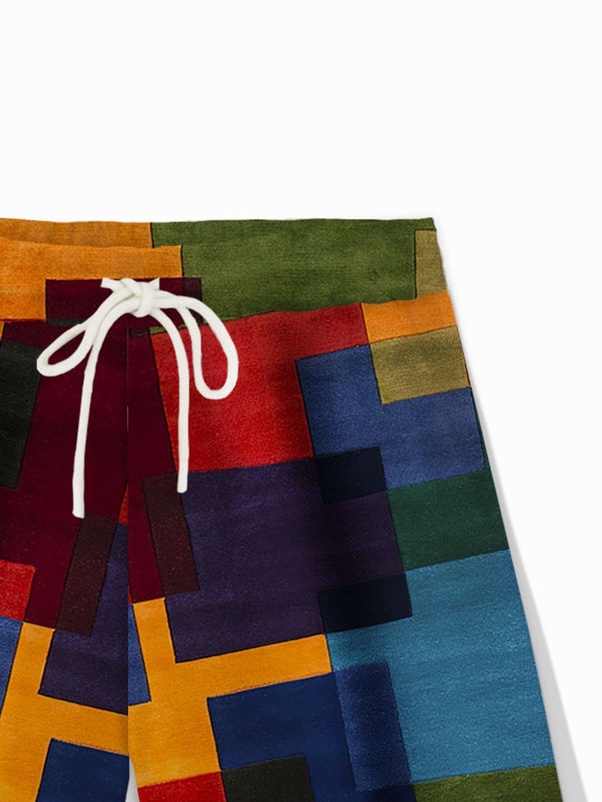 Men's Retro Colorblock Print Casual Beach Bottoms Shorts