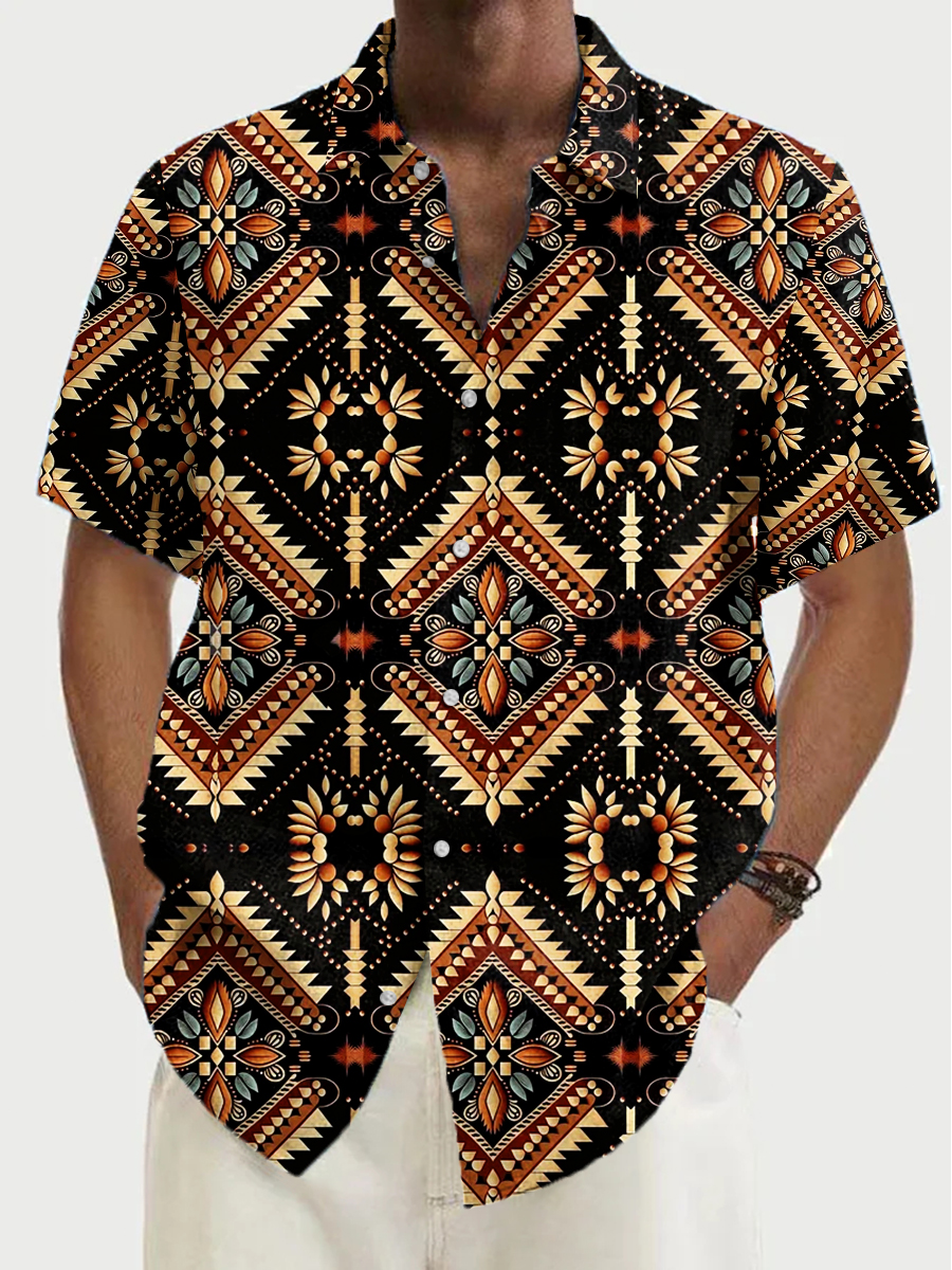 Men's Hawaiian Vintage Native Pattern Aloha Shirts