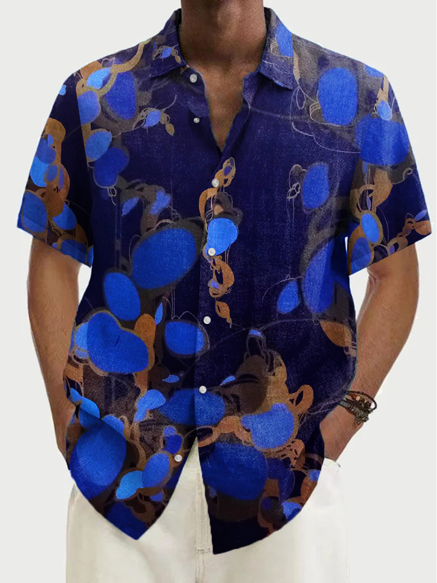 Men's Hawaiian Shirt Art Floral Pattern Plus Size Shirts