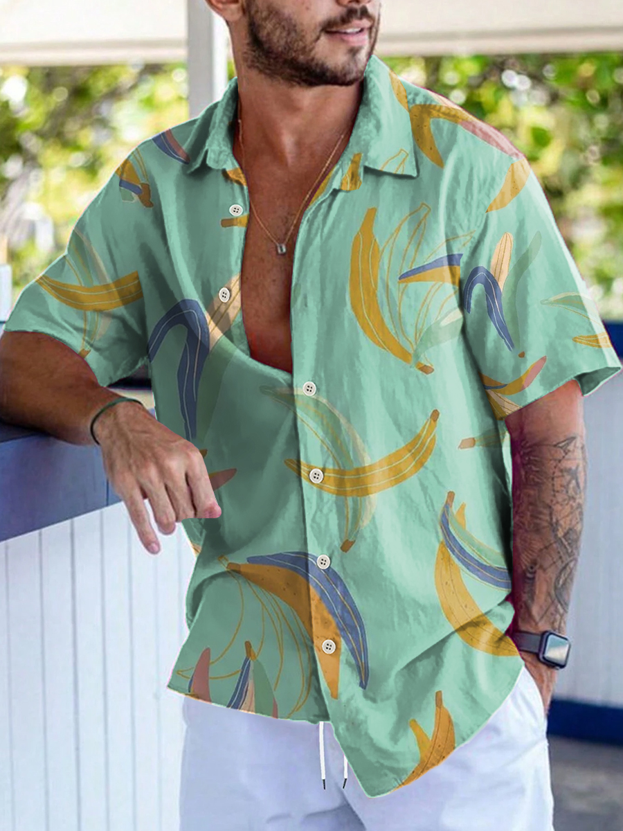 Hawaiian Shirts Banana Print Easy Care Aloha Shirts