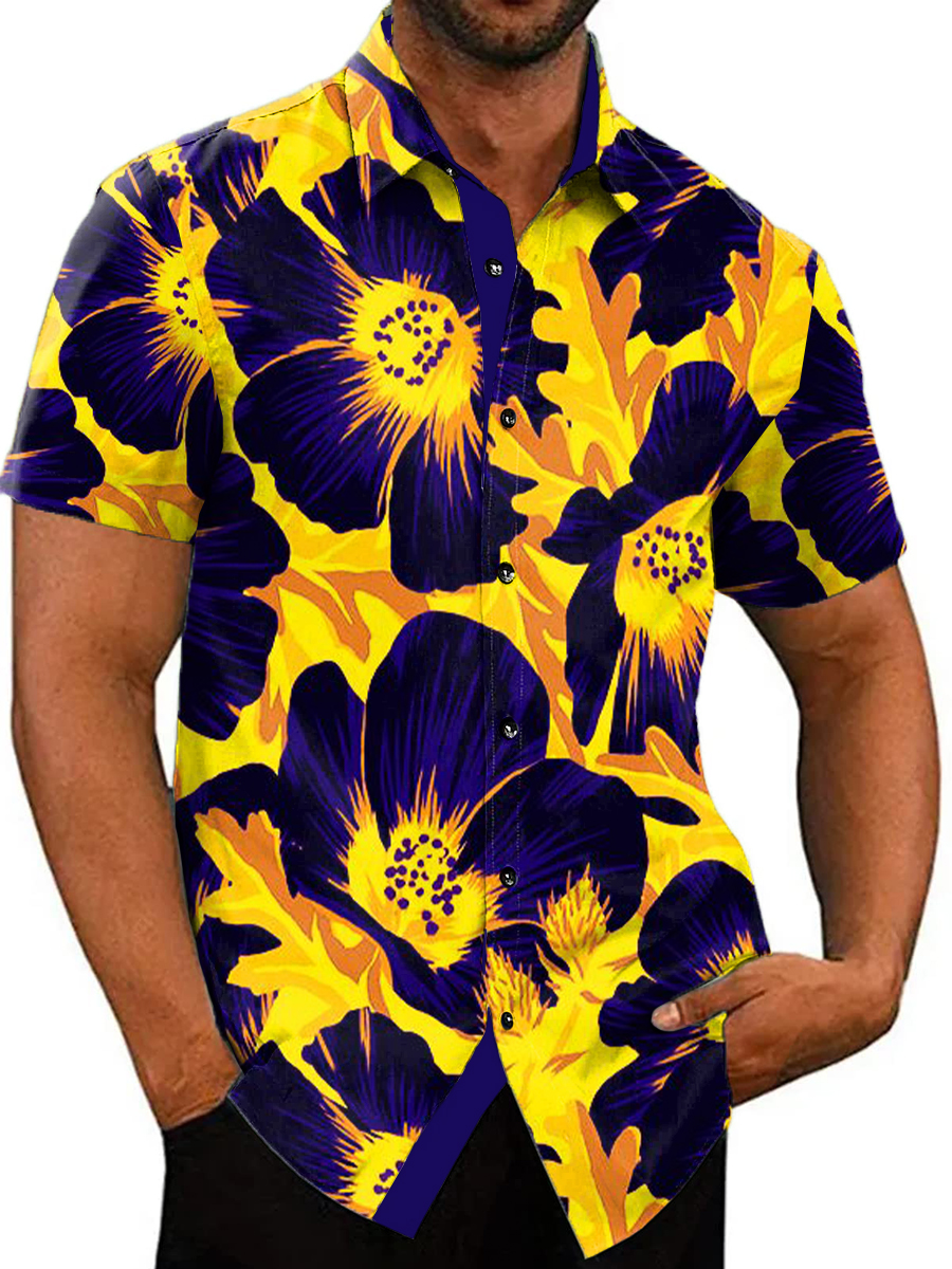 Vintage Floral Pattern Shirt Men's Hawaiian Shirt