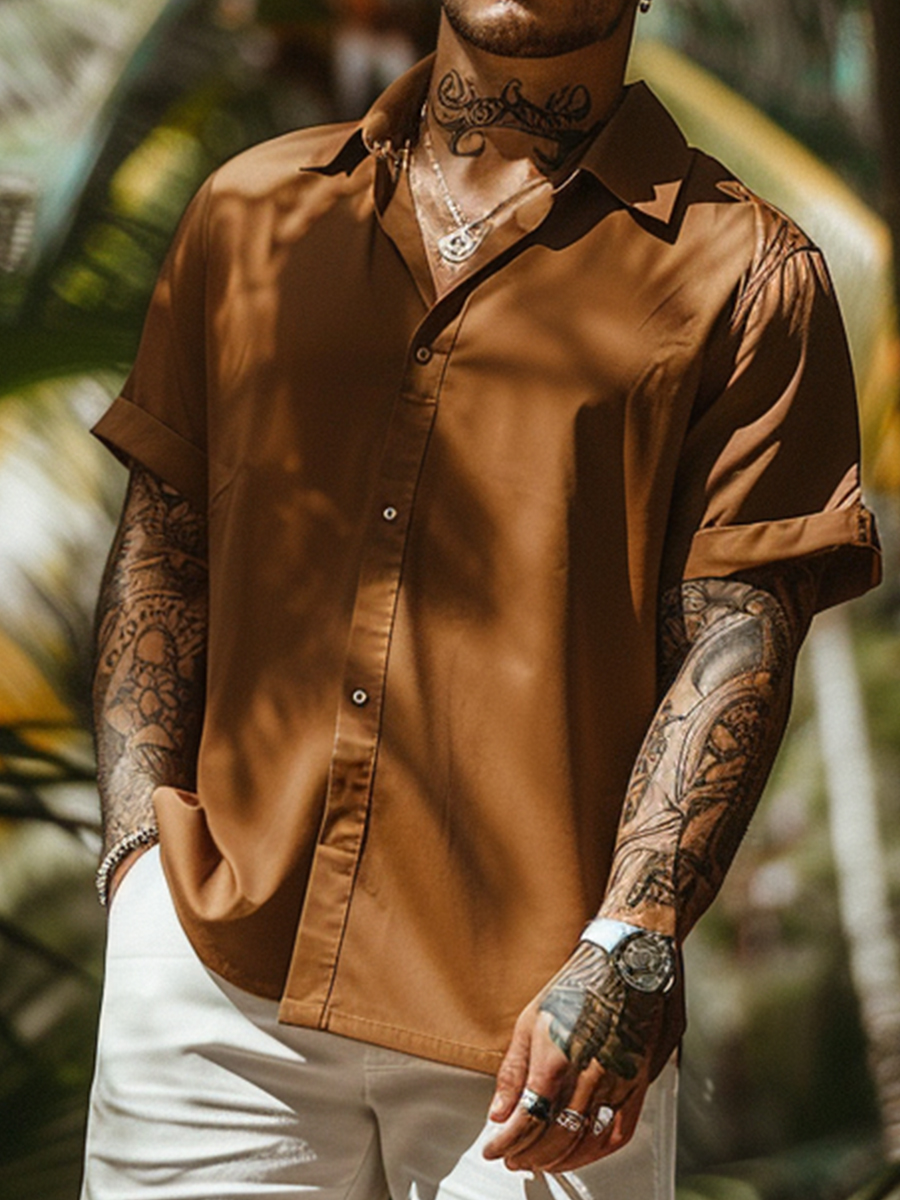 Men's Shirt Casual Vacation Oversized Short Sleeve Shirt