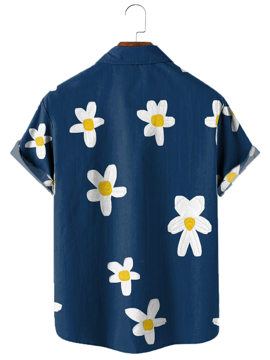Men's Hawaiian Shirt Flowers Print Short Sleeve Shirt