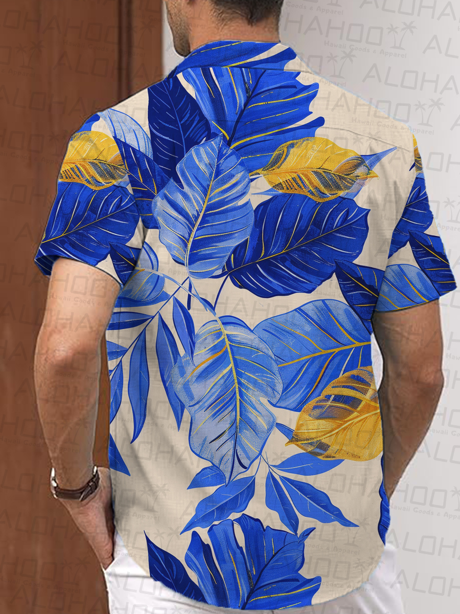 Alohahoo X Artist Tropical Leaves Short-Sleeved Hawaiian Shirt