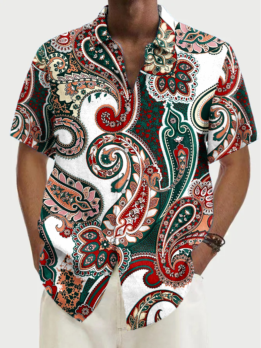 Paisley Art Print Short Sleeve Hawaiian Shirt