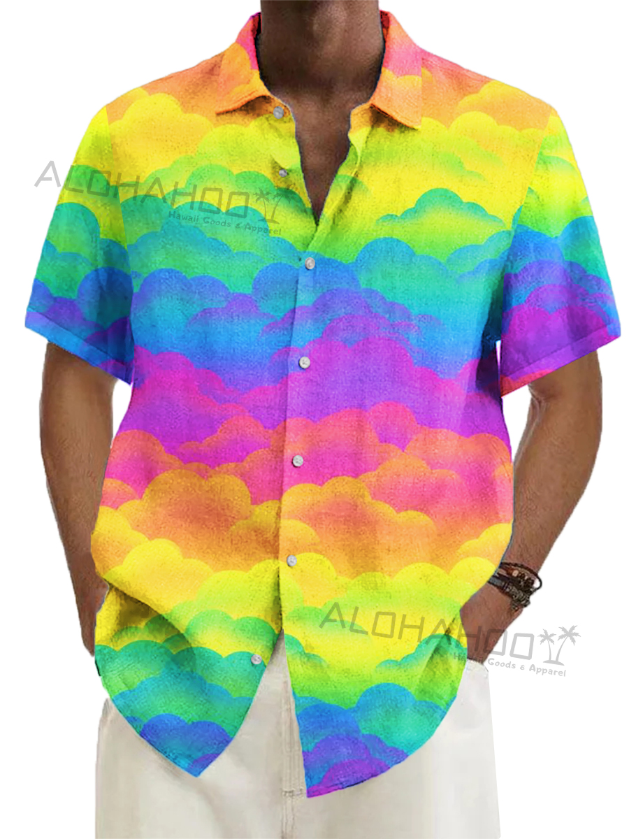 Men's Hawaiian Rainbow Cloud Shirts Aloha Shirts