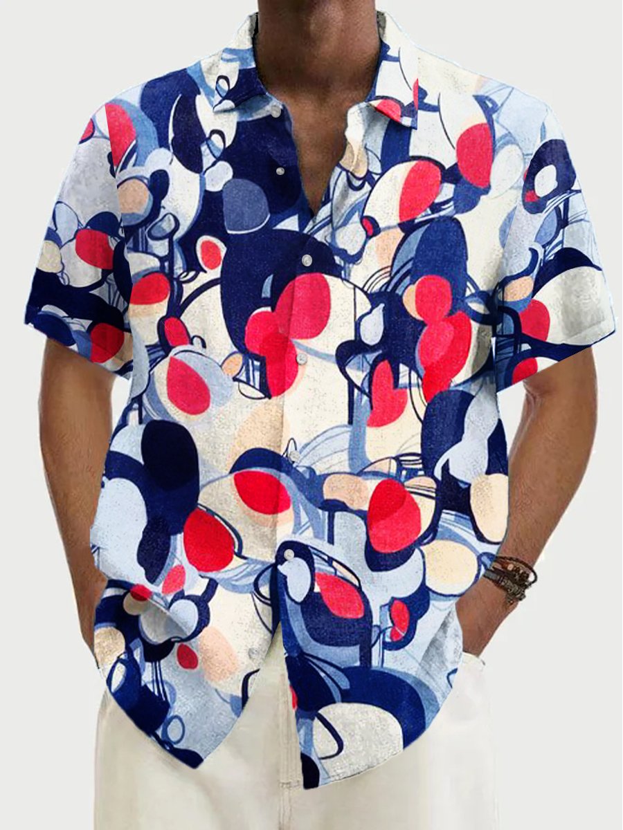 Men's Hawaiian Shirt Colorblock Pattern Plus Size Shirts