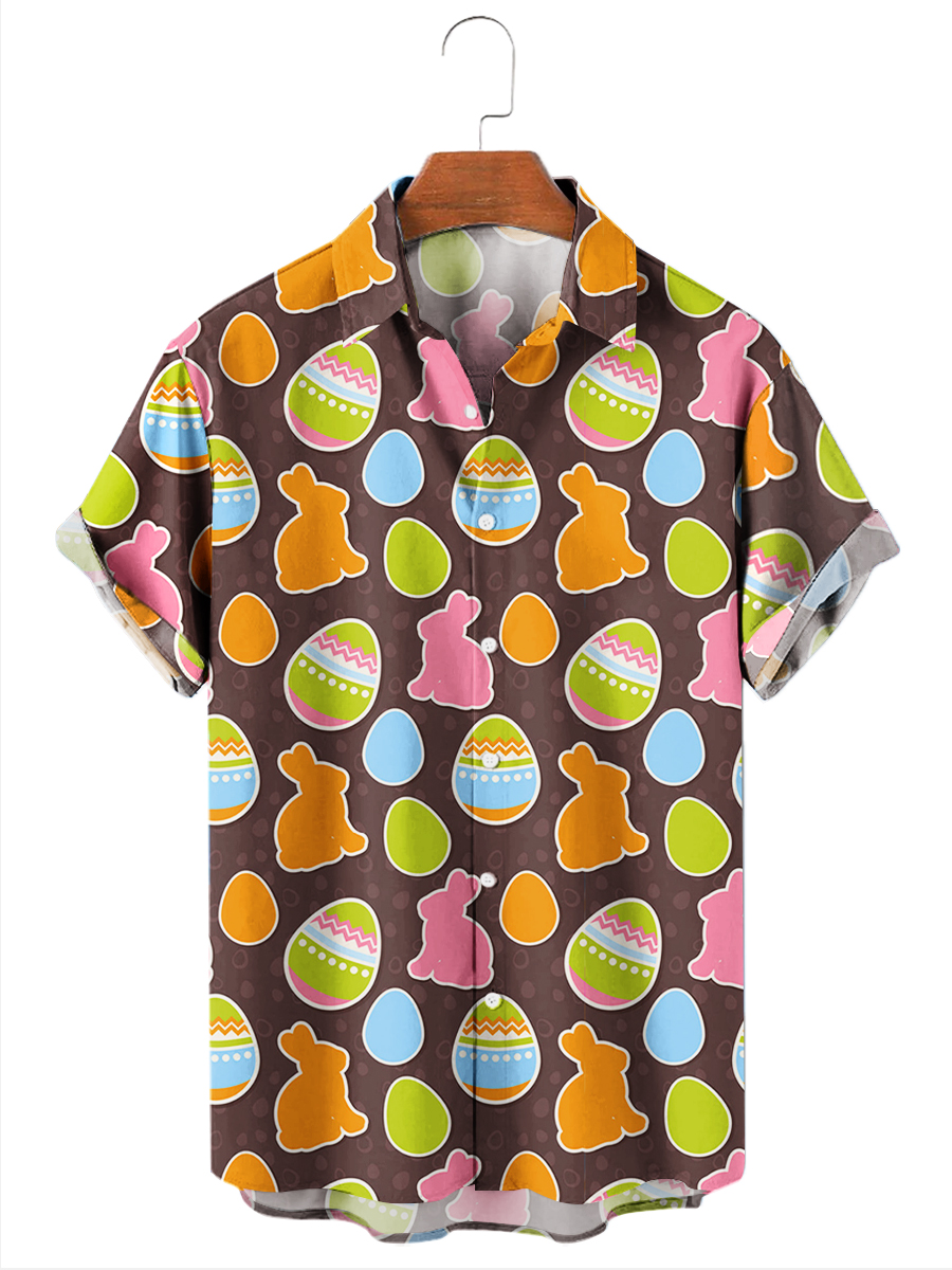 Hawaiian Shirts Easter Pattern Print Easy Care Aloha Shirts