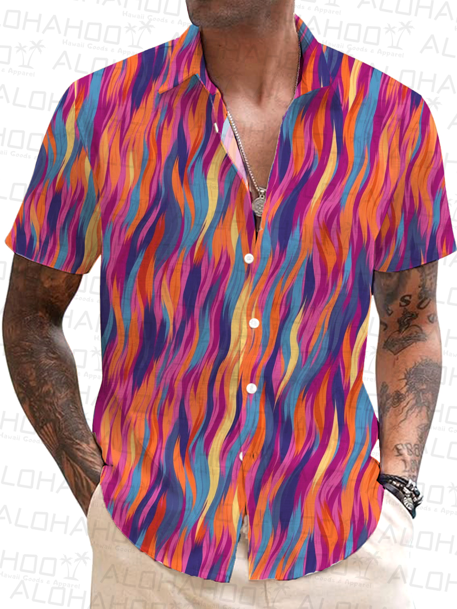 Hawaiian Abstract Art Pattern Short Sleeve Shirt