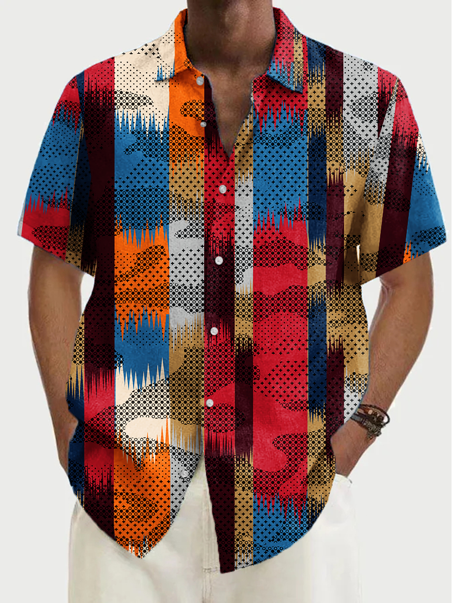 Men's Hawaiian Stripes Pattern Aloha Shirts