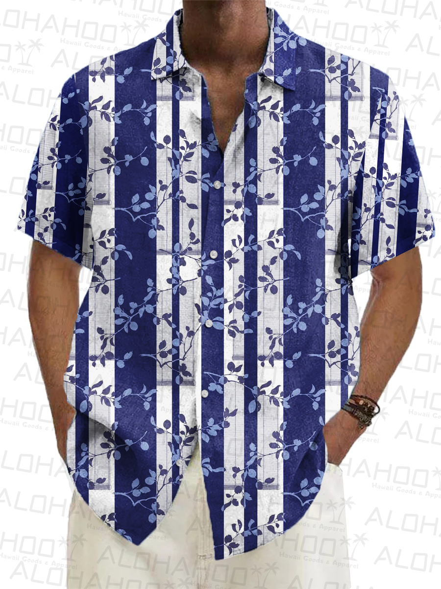 Art Stripes Pattern Short-Sleeved Hawaiian Shirt