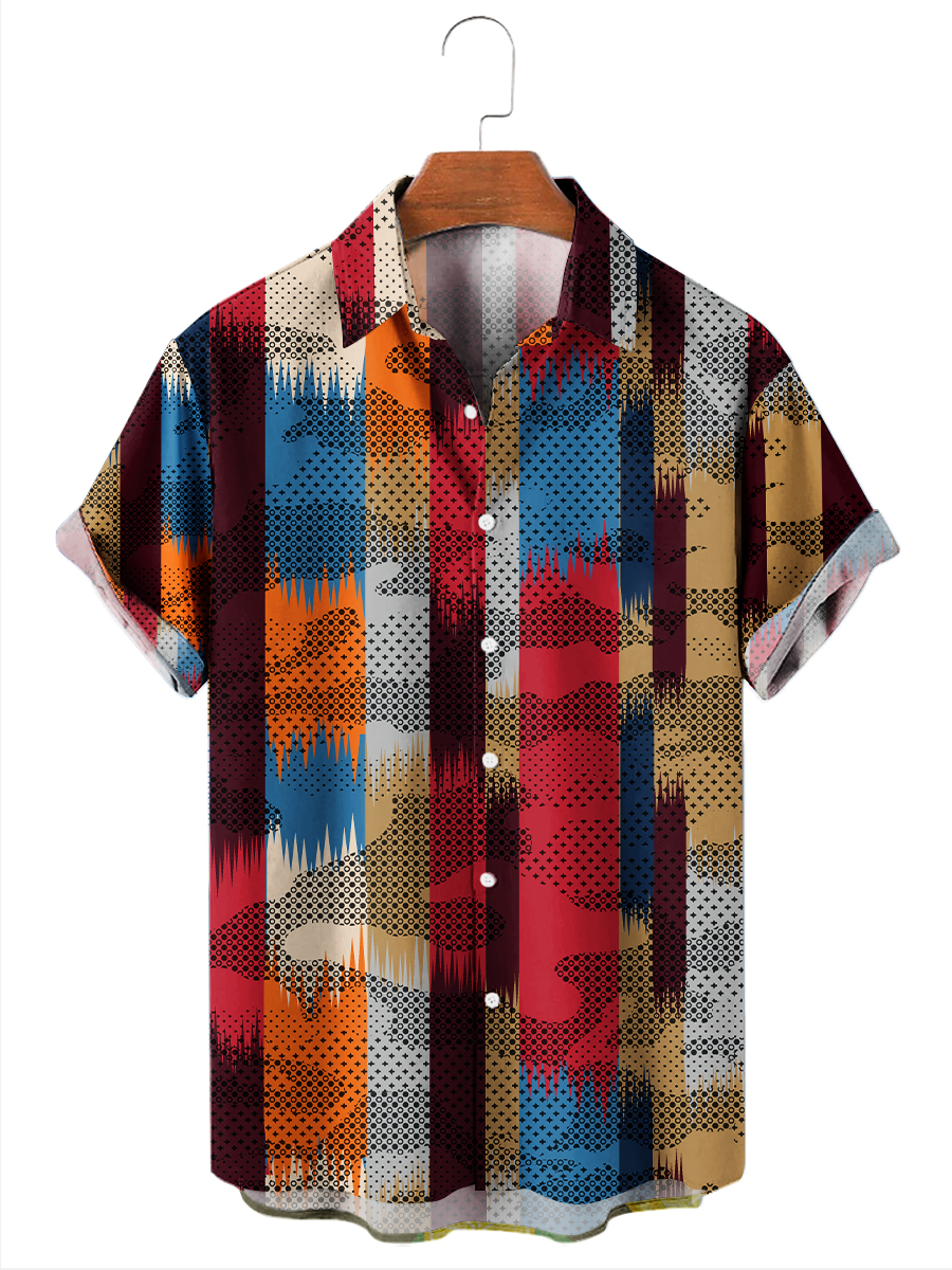 Men's Hawaiian Stripes Pattern Aloha Shirts