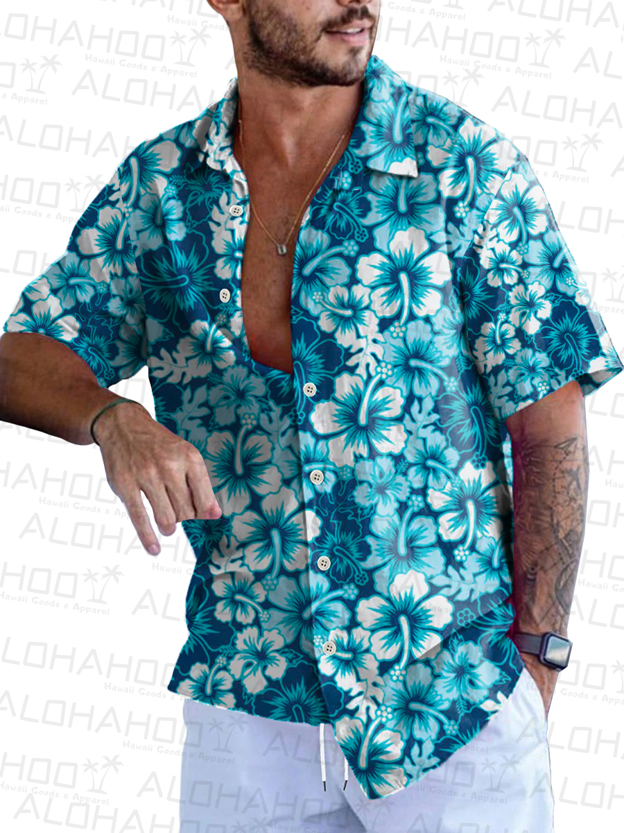 Hawaiian Hibiscus Short-Sleeved Hawaiian Shirt