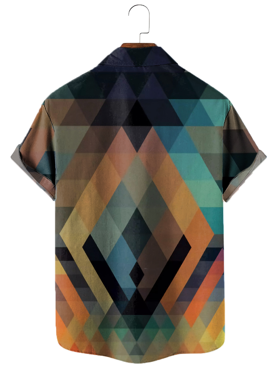 Men's Hawaiian Shirts Geometric Evolution Print Easy Care Aloha Shirts