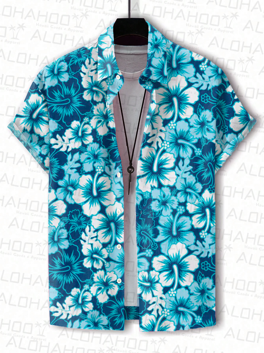 Hawaiian Hibiscus Short-Sleeved Hawaiian Shirt