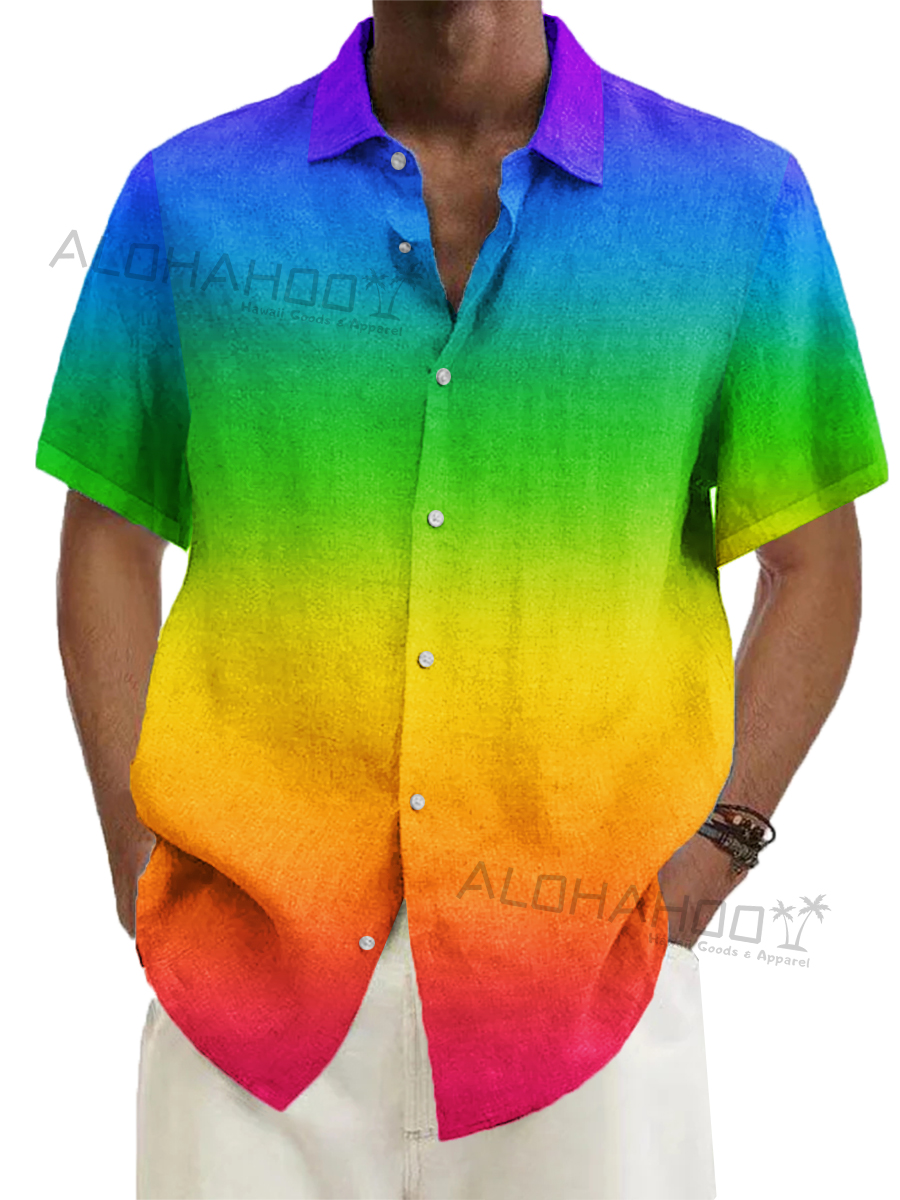 Men's Hawaiian Rainbow Gradient Shirts Aloha Shirts